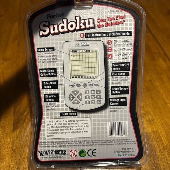 Sudoku Handheld Pocket Electronic Game & Puzzle Book Travel Home 360 Puzzles New - Picture 7 of 11
